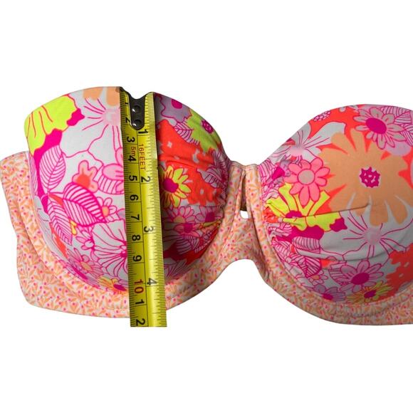 Victoria's Secret Pink Floral Pushup Strapless Bikini Top 34C EUC - Picture 4 of 5